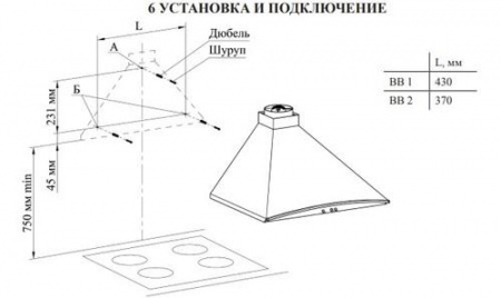 Вытяжка каминная Gefest ВВ 1 белый